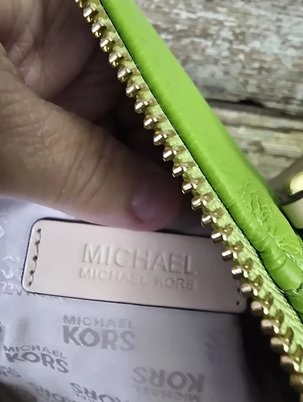 Michael Kors Lime Green Pebbled Leather Tote Bag Gold Hardware, EUC